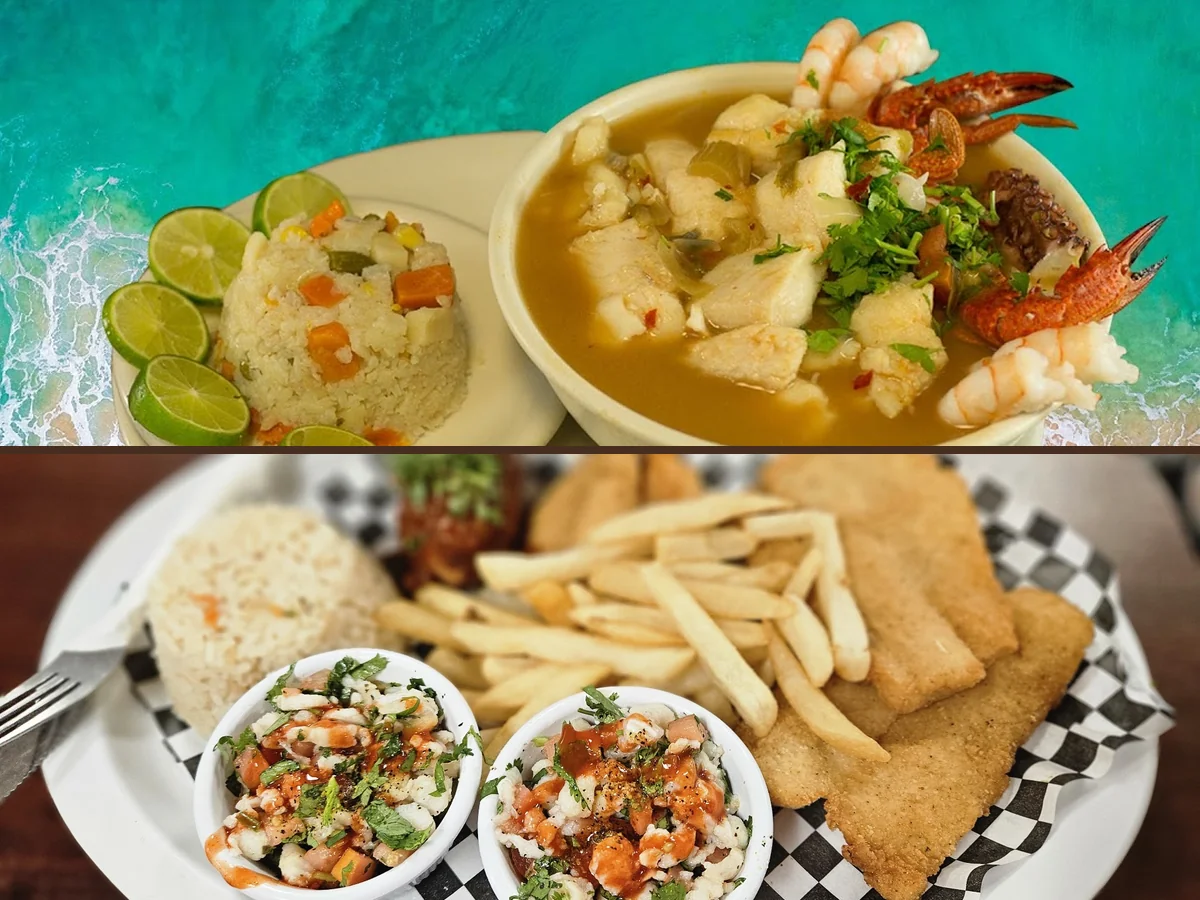 Plates of ceviche with bright citrus accents.